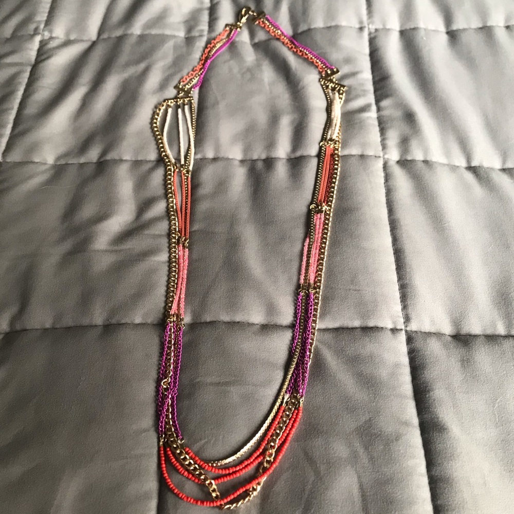 Multicolored long chain necklace